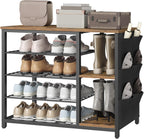 Industrial 5-Tier Shoe Rack with Side Oxford Bag