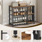 Industrial 5-Tier Shoe Rack with Side Oxford Bag