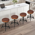 Industrial Bar Stool-Counter Height Chairs- Swivel Wooden Seat (Set of 2)