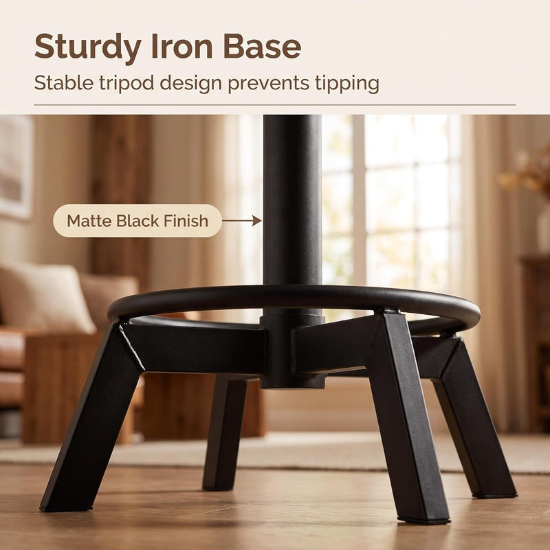 Industrial Bar Stool-Counter Height Chairs- Swivel Wooden Seat (Set of 2)