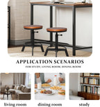 Industrial Bar Stool-Counter Height Chairs- Swivel Wooden Seat (Set of 2)