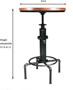 Industrial Bar Table 31.5-41.3" Adjustable Pub Kitchen Dining