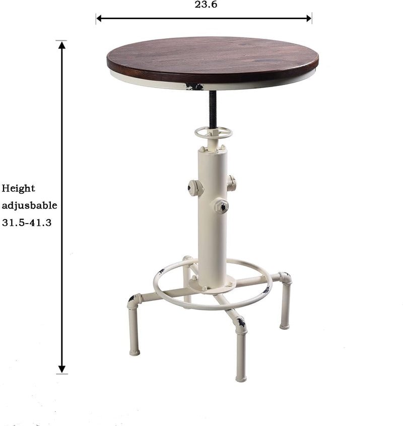 Industrial Bar Table 31.5-41.3" Adjustable Pub Kitchen Dining