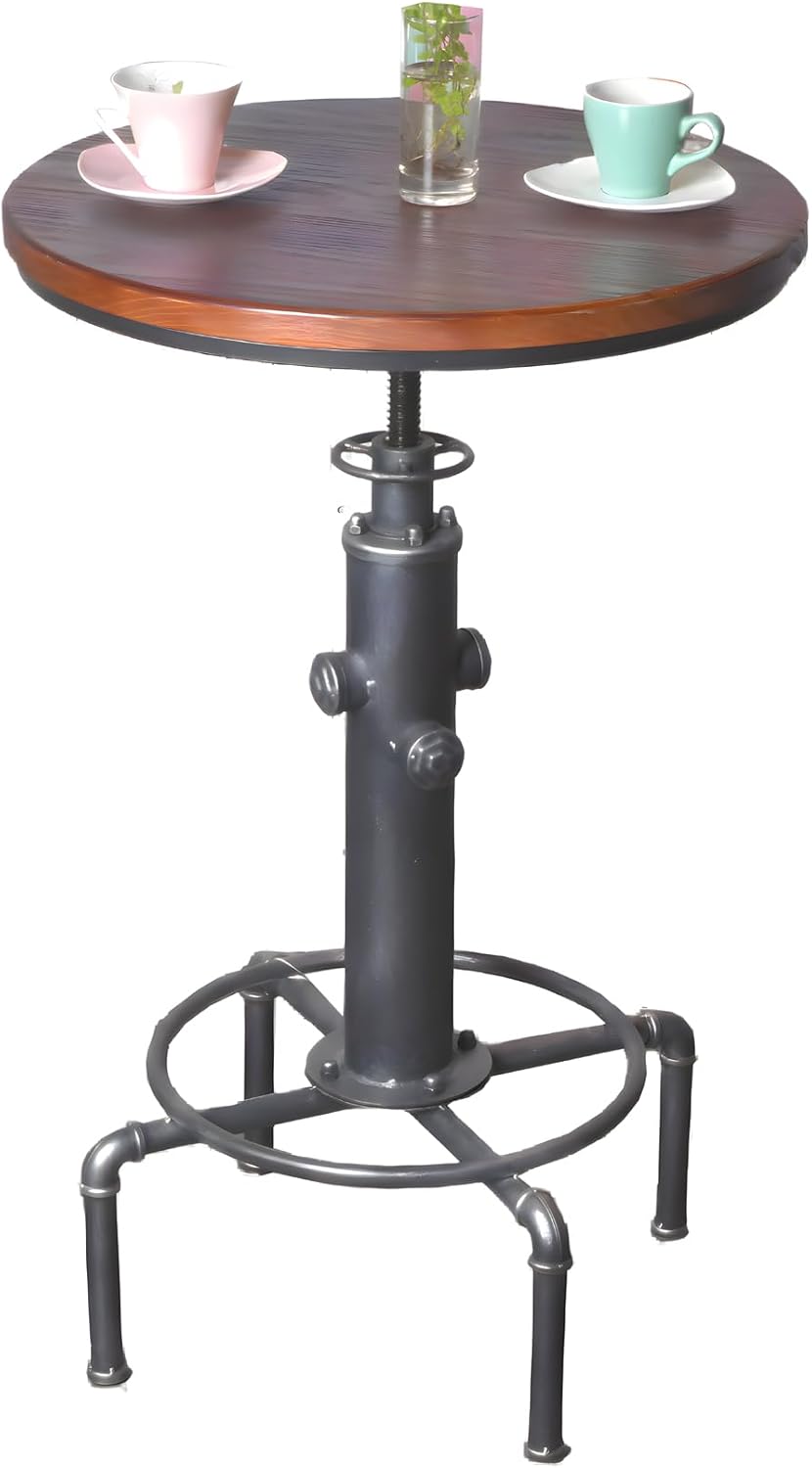 Industrial Bar Table 31.5-41.3" Adjustable Pub Kitchen Dining