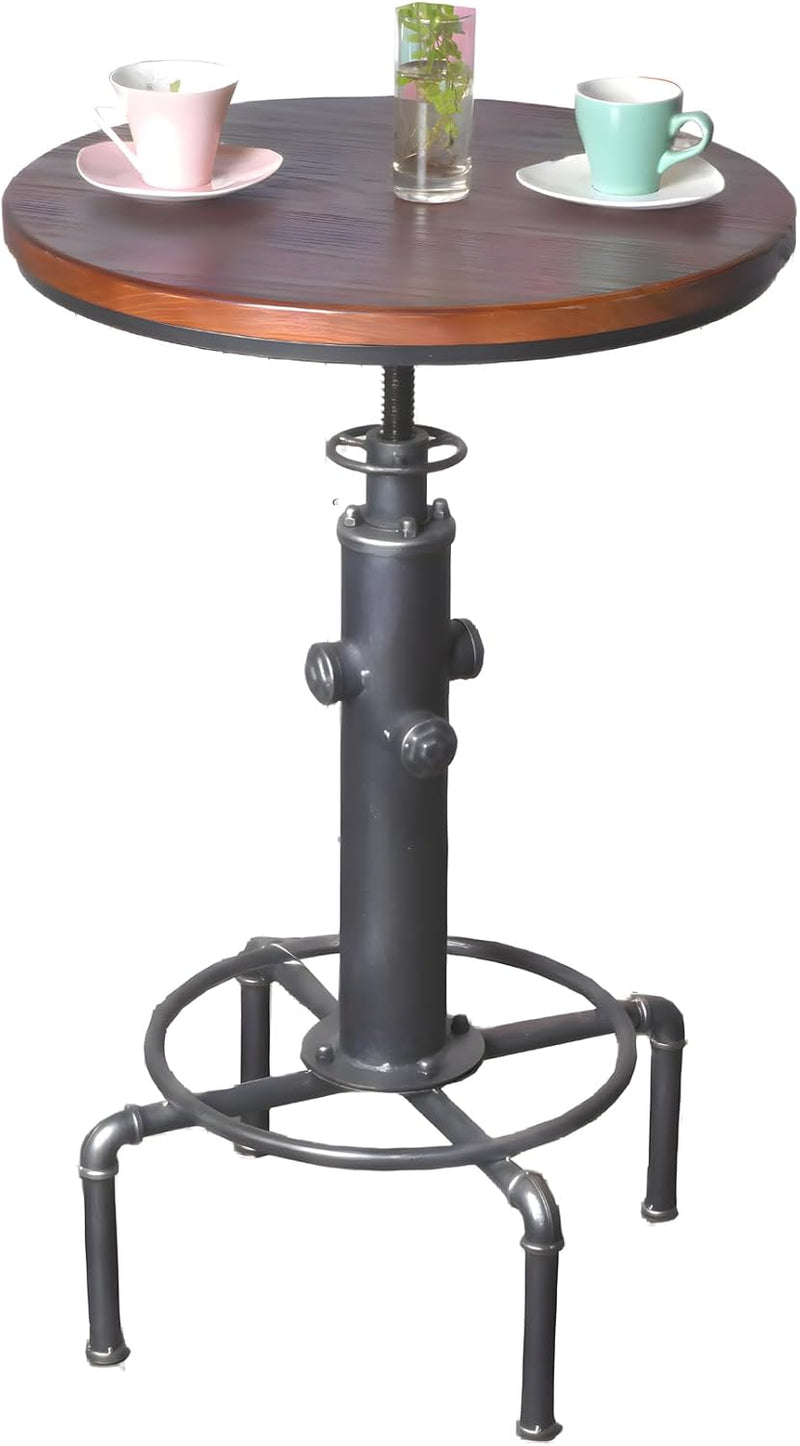 Industrial Bar Table 31.5-41.3" Adjustable Pub Kitchen Dining