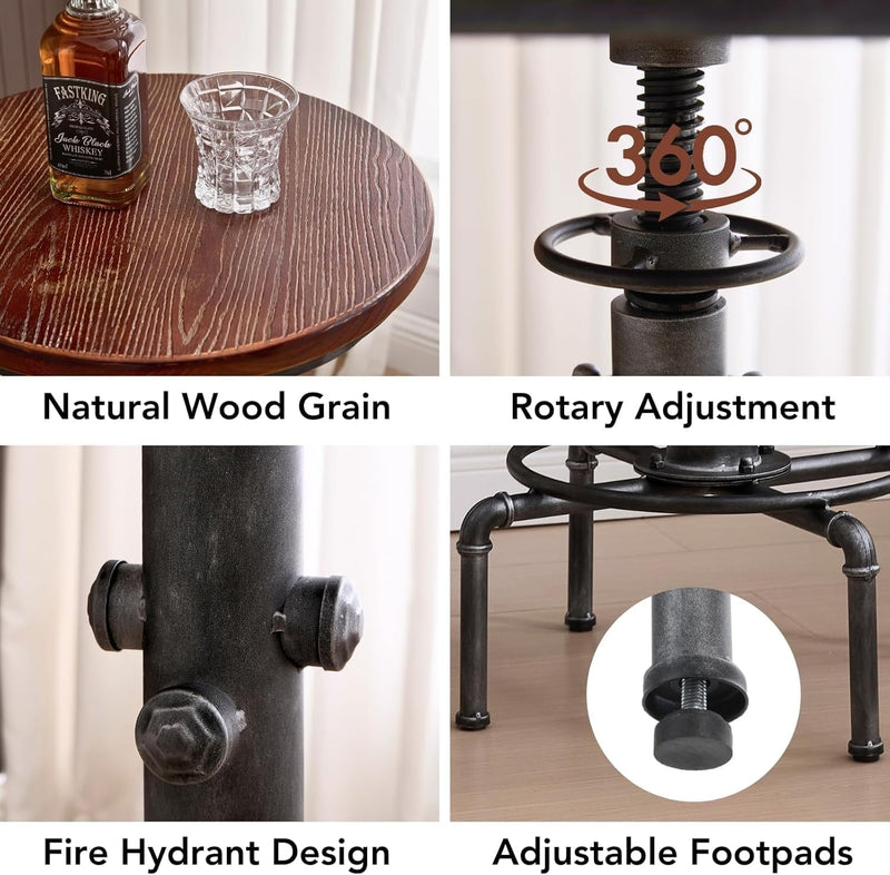 Industrial Bar Table 31.5-41.3" Adjustable Pub Kitchen Dining