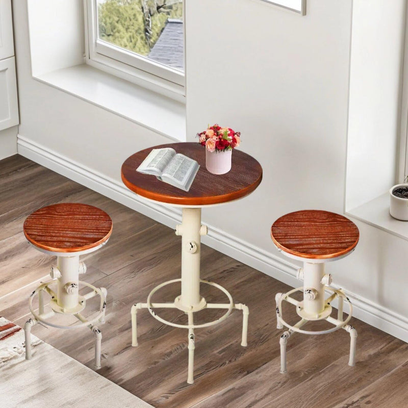 Industrial Bar Table 31.5-41.3" Adjustable Pub Kitchen Dining