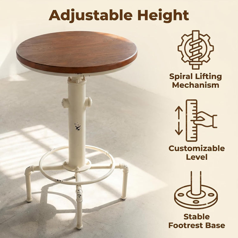 Industrial Bar Table 31.5-41.3" Adjustable Pub Kitchen Dining