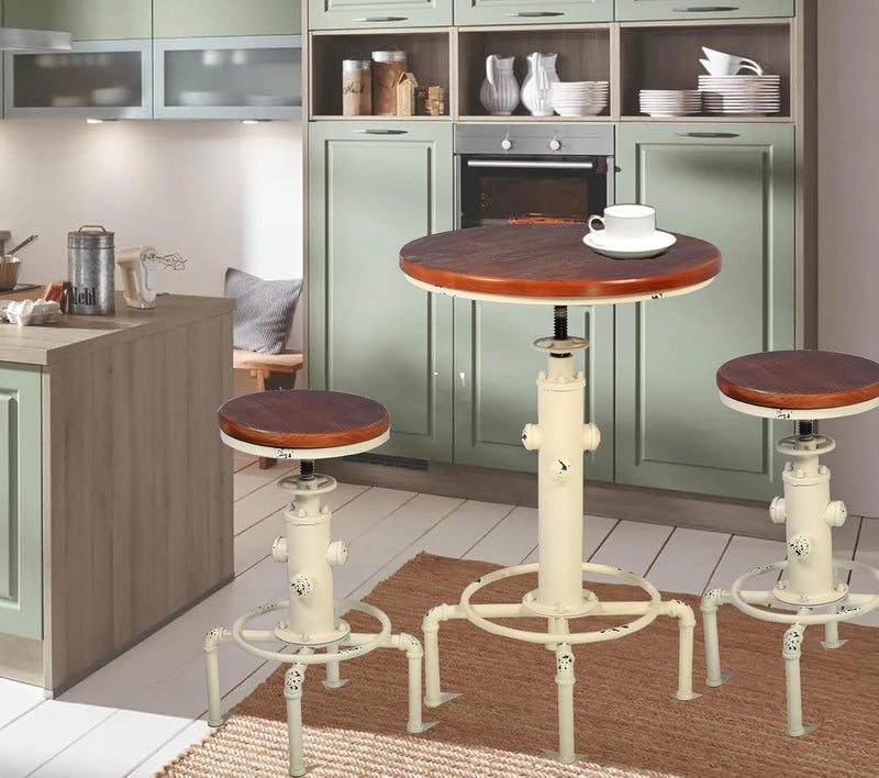 Industrial Bar Table 31.5-41.3" Adjustable Pub Kitchen Dining