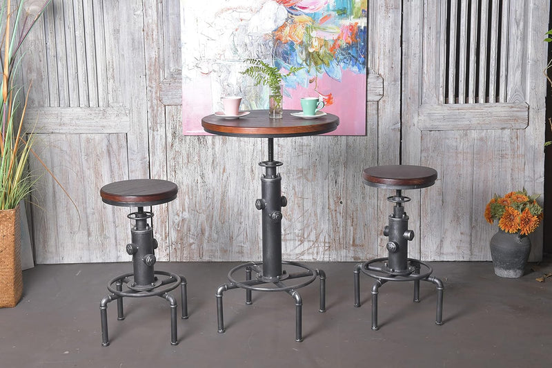 Industrial Bar Table 31.5-41.3" Adjustable Pub Kitchen Dining