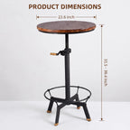 Industrial Bar Table 33.47-39.37inch Height Adjustable Swivel