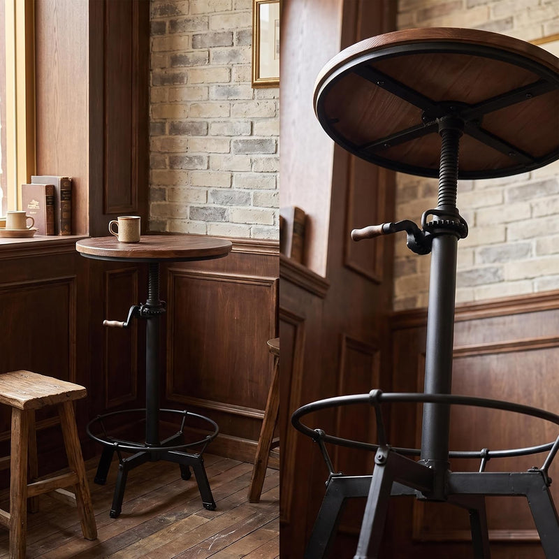 Industrial Bar Table 33.47-39.37inch Height Adjustable Swivel