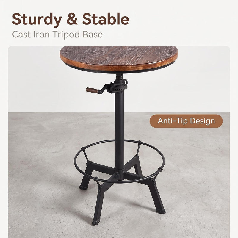 Industrial Bar Table 33.47-39.37inch Height Adjustable Swivel