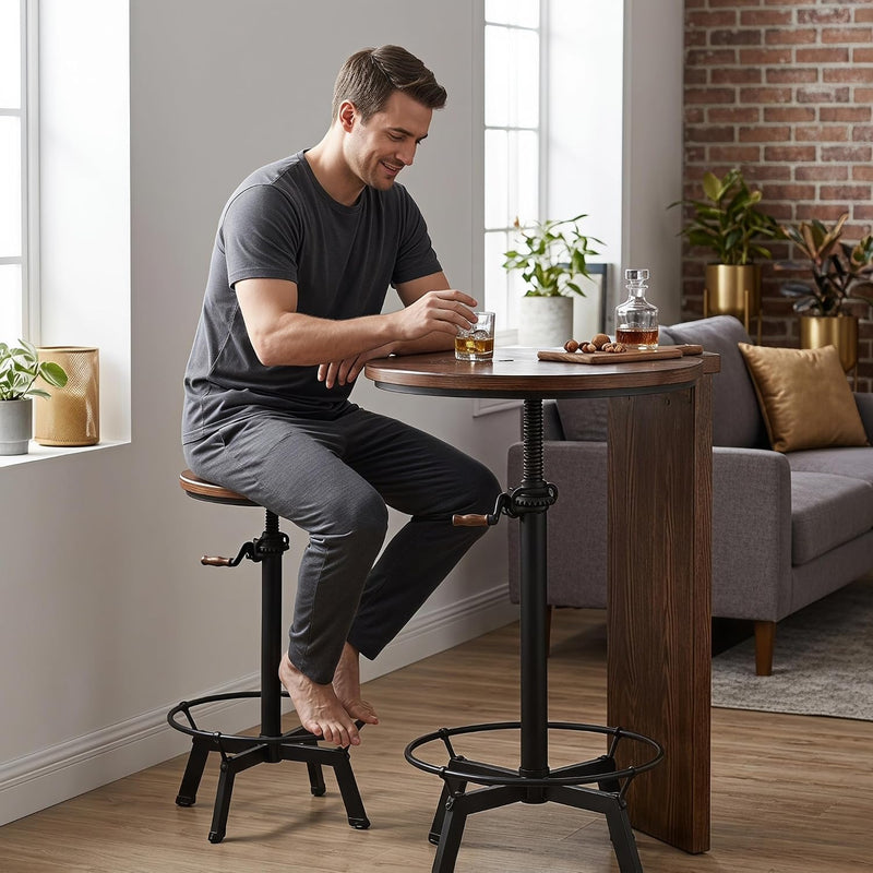 Industrial Bar Table 33.47-39.37inch Height Adjustable Swivel