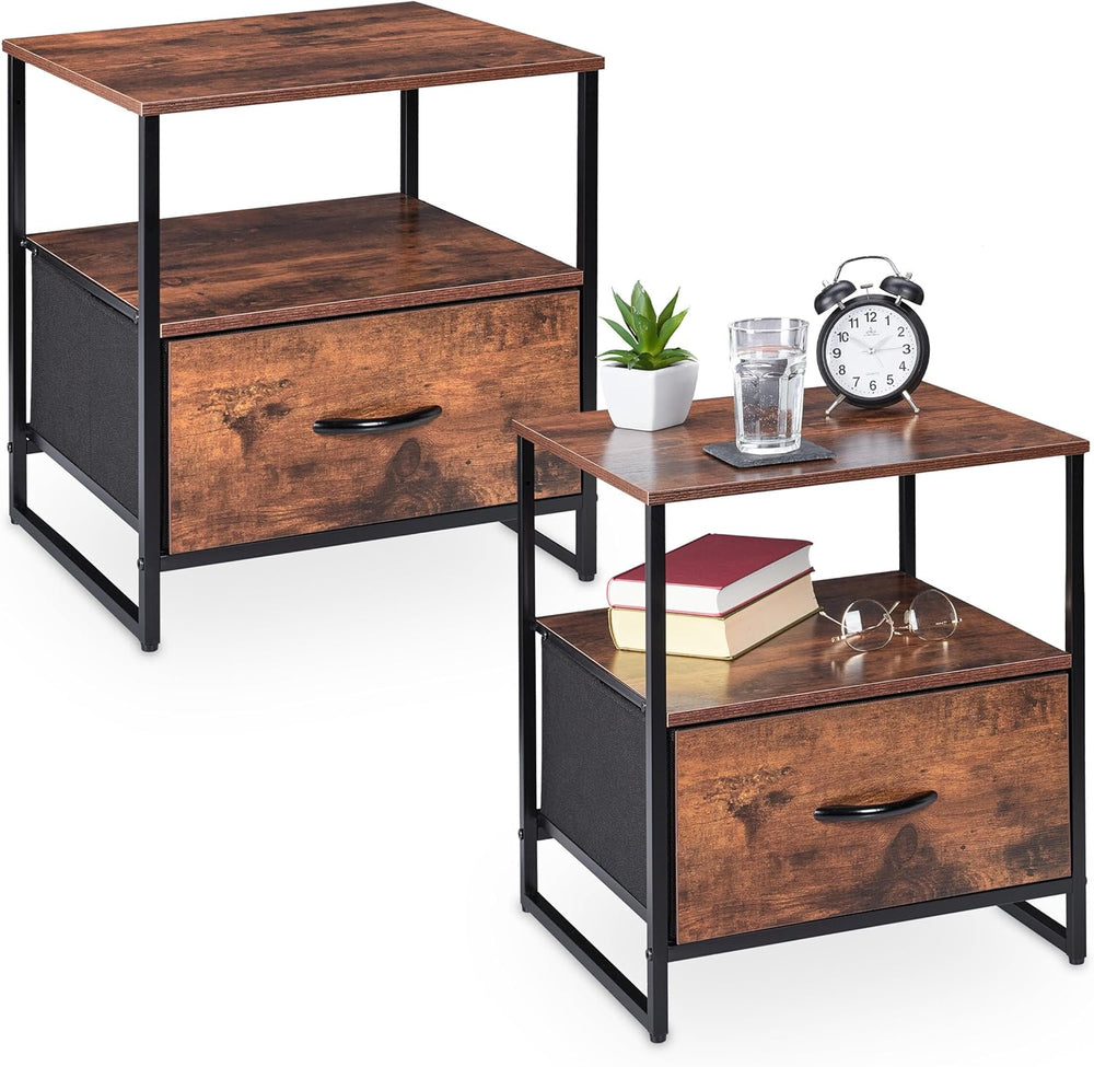 Industrial Bedside Table Hwd: 50 X 45 42.5 (Set of 2)