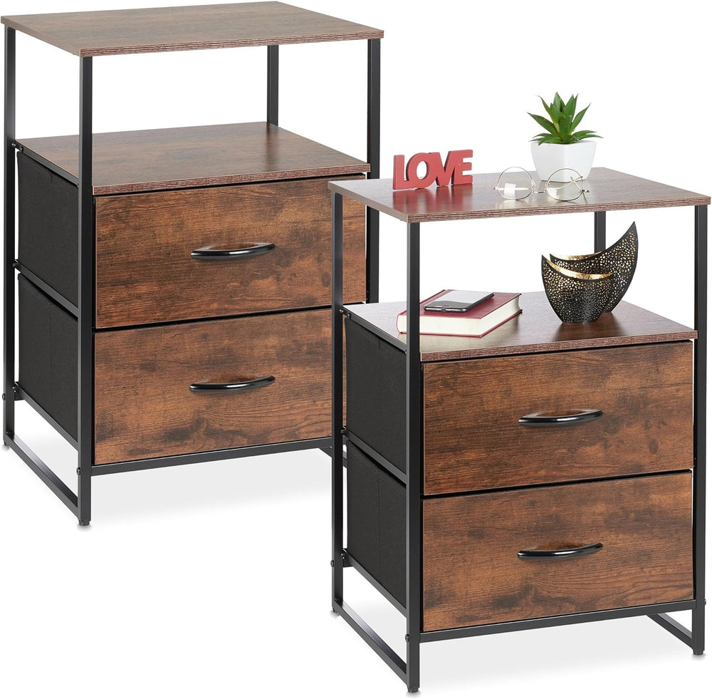 Industrial Bedside Table Hwd: 70 X 45 42.5 (Set of 2)