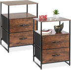 Industrial Bedside Table Hwd: 70 X 45 42.5 (Set of 2)