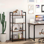 Industrial Bookshelf 4-Tier 24inch Shelving Unit Wood Bookcase