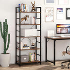 Industrial Bookshelf 4-Tier 24inch Shelving Unit Wood Bookcase