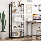 Industrial Bookshelf 4-Tier 24inch Shelving Unit Wood Bookcase