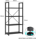 Industrial Bookshelf 4-Tier Shelving Unit Wood Bookcase