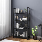 Industrial Bookshelf 4-Tier Shelving Unit Wood Bookcase