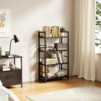 Industrial Bookshelf 4-Tier Shelving Unit Wood Bookcase