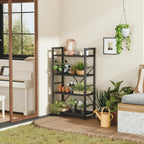 Industrial Bookshelf 4-Tier Shelving Unit Wood Bookcase