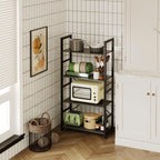 Industrial Bookshelf 4-Tier Shelving Unit Wood Bookcase