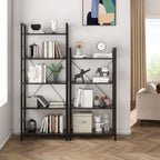 Industrial Bookshelf 4-Tier Shelving Unit Wood Bookcase