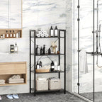 Industrial Bookshelf 4-Tier Shelving Unit Wood Bookcase