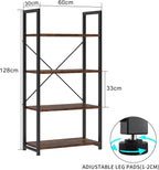 Industrial Bookshelf 5-Tier 24.8" Rustic Shelving Unit Wood