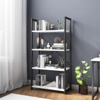 Industrial Bookshelf 5-Tier 24.8" Rustic Shelving Unit Wood