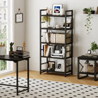 Industrial Bookshelf 5-Tier 24.8" Rustic Shelving Unit Wood