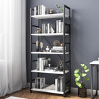 Industrial Bookshelf 5-Tier 24.8" Rustic Shelving Unit Wood