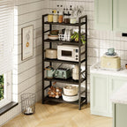 Industrial Bookshelf 5-Tier 24.8" Rustic Shelving Unit Wood