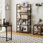Industrial Bookshelf 5-Tier 24.8" Rustic Shelving Unit Wood