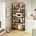 Industrial Bookshelf 5-Tier 24.8" Rustic Shelving Unit Wood