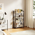 Industrial Bookshelf 5-Tier 24.8" Rustic Shelving Unit Wood