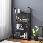 Industrial Bookshelf 5-Tier 24.8" Rustic Shelving Unit Wood