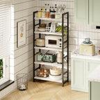 Industrial Bookshelf 5-Tier 24.8" Rustic Shelving Unit Wood