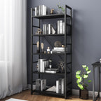 Industrial Bookshelf 5-Tier 24.8" Rustic Shelving Unit Wood