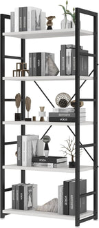 Industrial Bookshelf 5-Tier 24.8" Rustic Shelving Unit Wood