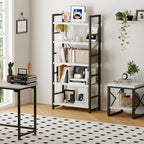 Industrial Bookshelf 5-Tier 24.8" Rustic Shelving Unit Wood