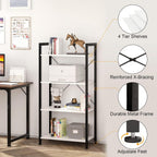 Industrial Bookshelf 5-Tier 24.8" Rustic Shelving Unit Wood