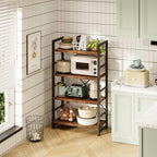 Industrial Bookshelf 5-Tier 24.8" Rustic Shelving Unit Wood