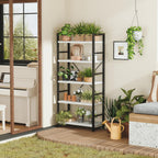 Industrial Bookshelf 5-Tier 24.8" Rustic Shelving Unit Wood