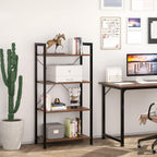 Industrial Bookshelf 5-Tier 24.8" Rustic Shelving Unit Wood