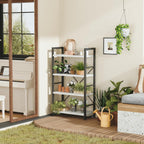 Industrial Bookshelf 5-Tier 24.8" Rustic Shelving Unit Wood