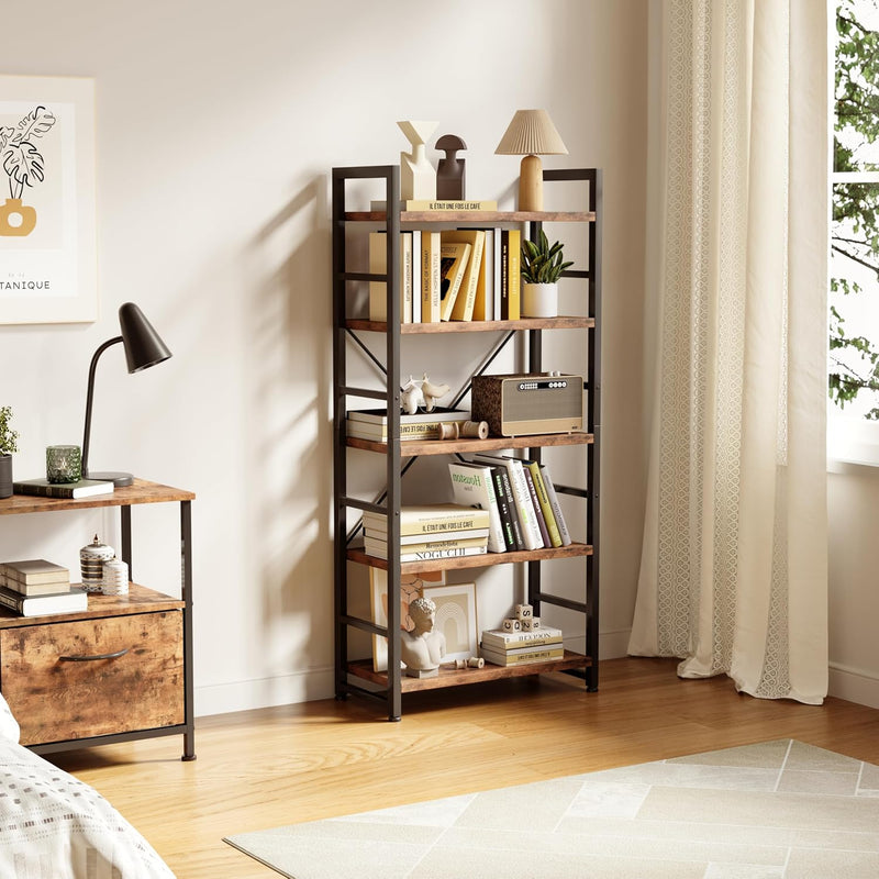 4-Tier Bookshelf 24 Inch Wood Bookcase with Open